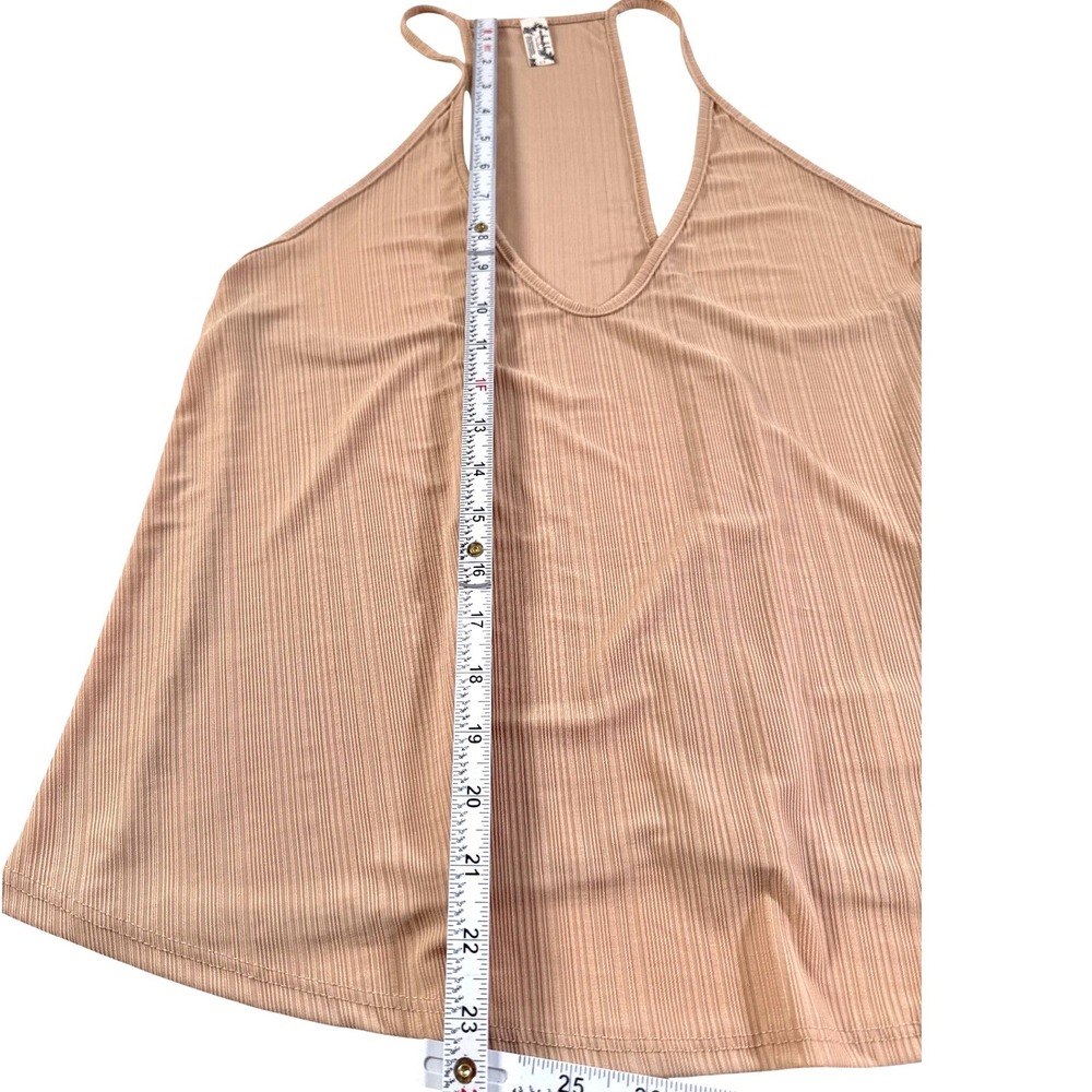 Intimately Free People Women's Tan Ribbed Deep V-Neck Racerback Tank Top Small S - Picture 5 of 7